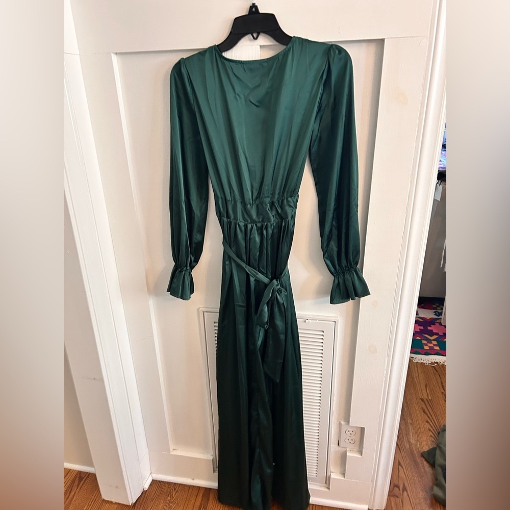 Baltic Born Holly Satin Maxi Dress Emerald Green Small - Picture 7 of 9